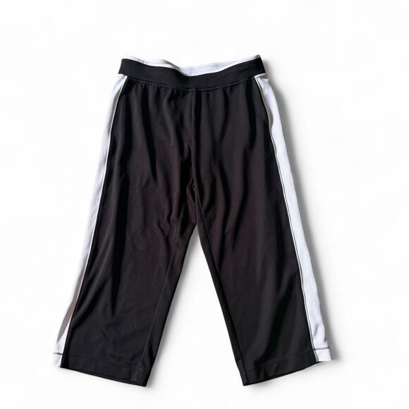 made for life Pants - Made For Life Black Capri Athletic Pants White Side Stripe Small Y2K Sporty
